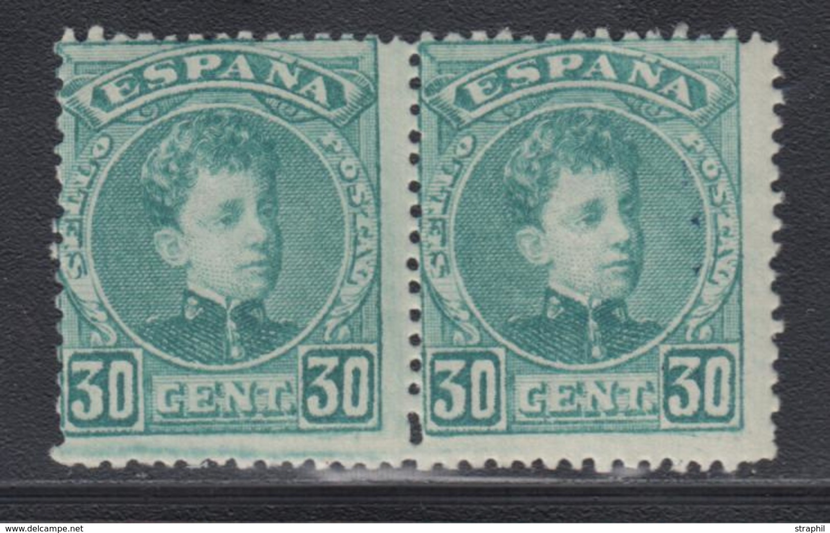 ** ESPAGNE - ** - N°219 - Paire - 30c Bleu Vert - TB - Unused Stamps