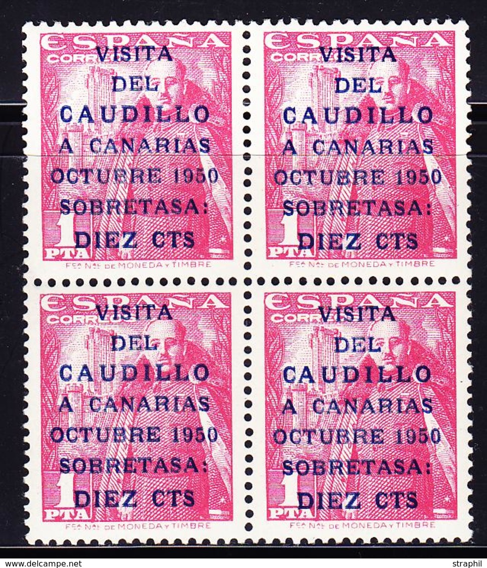 ** ESPAGNE - ** - N°807A - Caudillo - Bloc De 4 - Certif. Scheller - TB - Unused Stamps