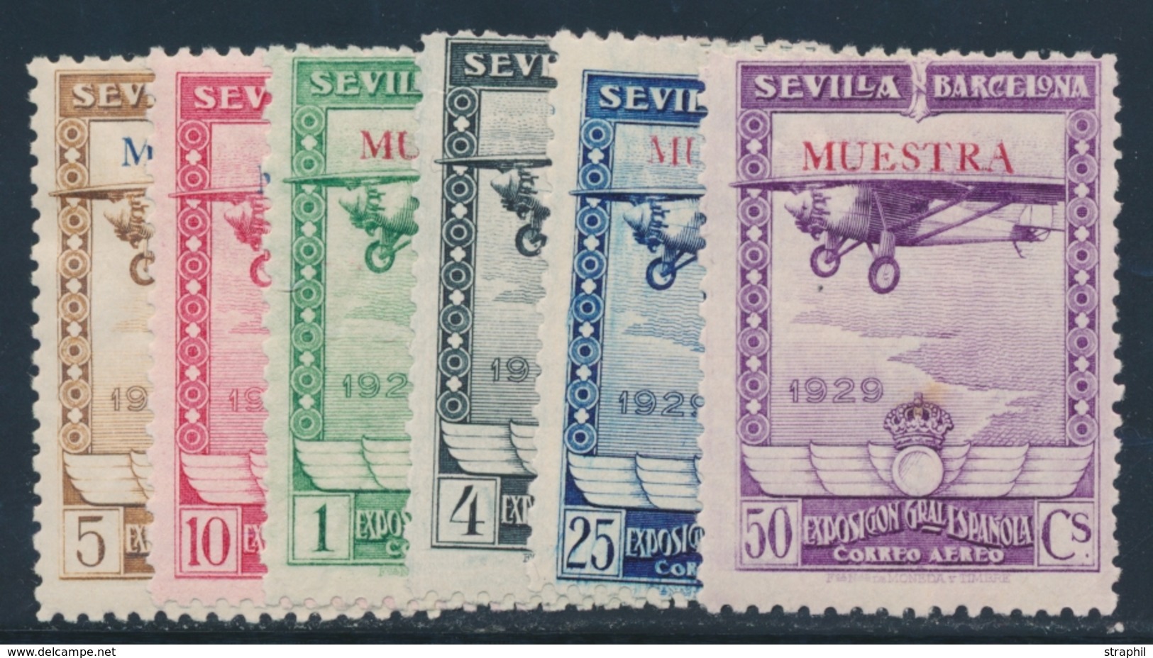 * ESPAGNE - POSTE AERIENNE - * - N°31/36 - Surchargés MUESTRA - TB - Unused Stamps