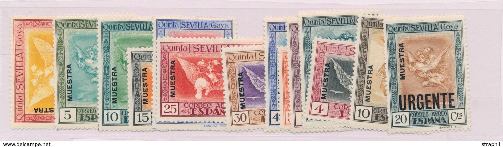 * ESPAGNE - POSTE AERIENNE - * - N°37/49 + Exprès N°9 - Surchargés MUESTRA - TB - Unused Stamps