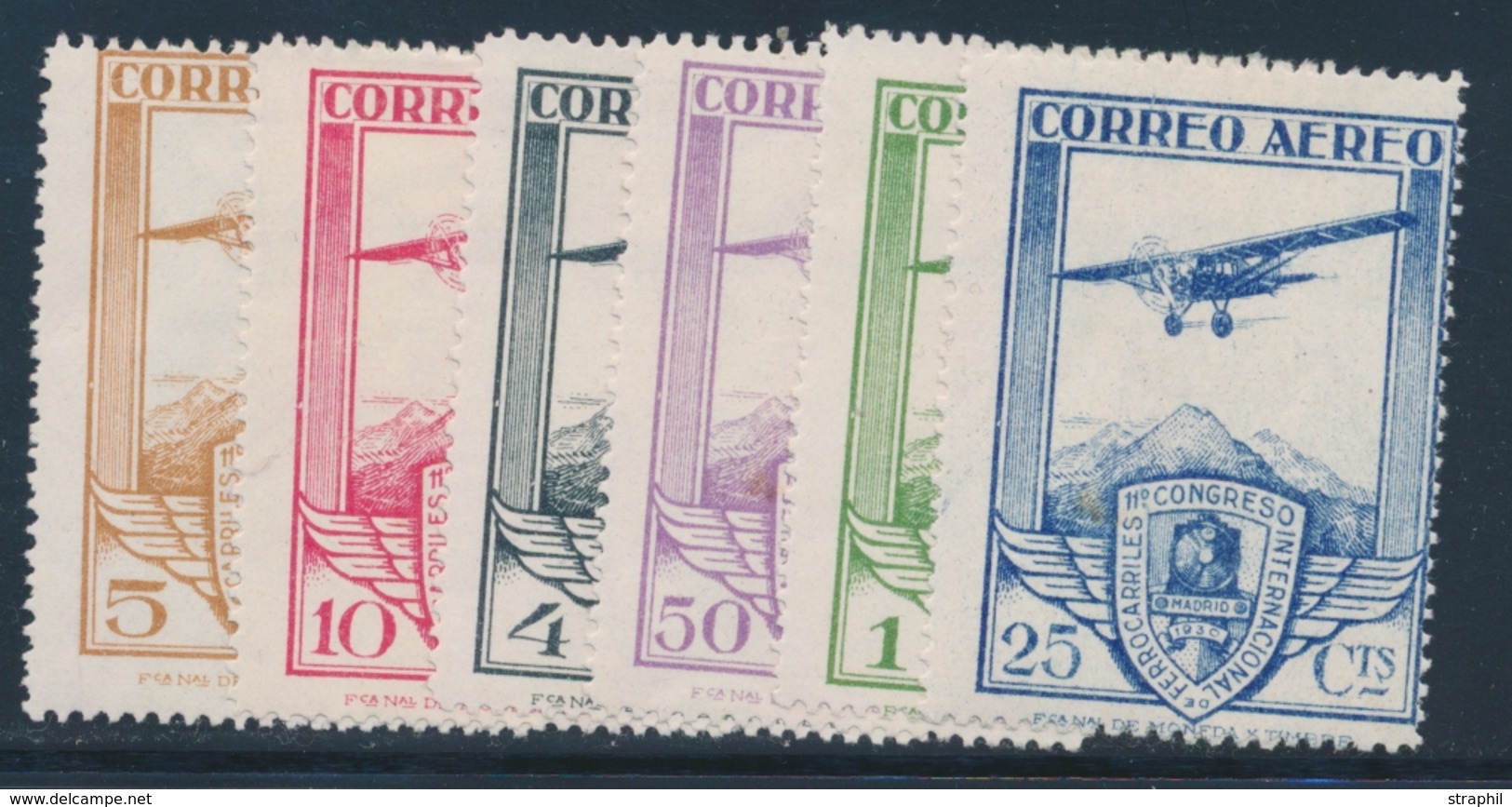 * ESPAGNE - POSTE AERIENNE - * - N°50/55 - Chiffres 000.000 Au Verso - TB - Unused Stamps