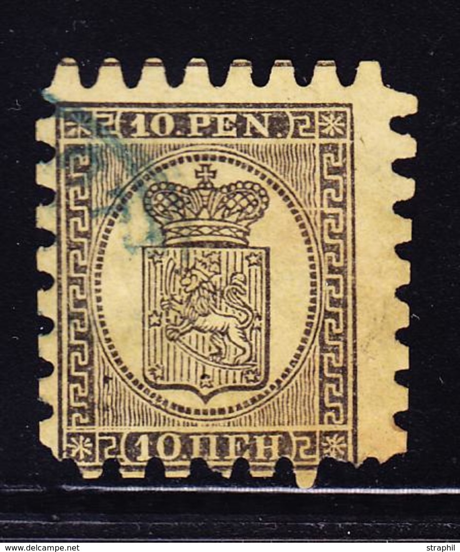 O FINLANDE - O - N°7 - 10p. Noir S/chamois - 1 Dent Manquante - Used Stamps
