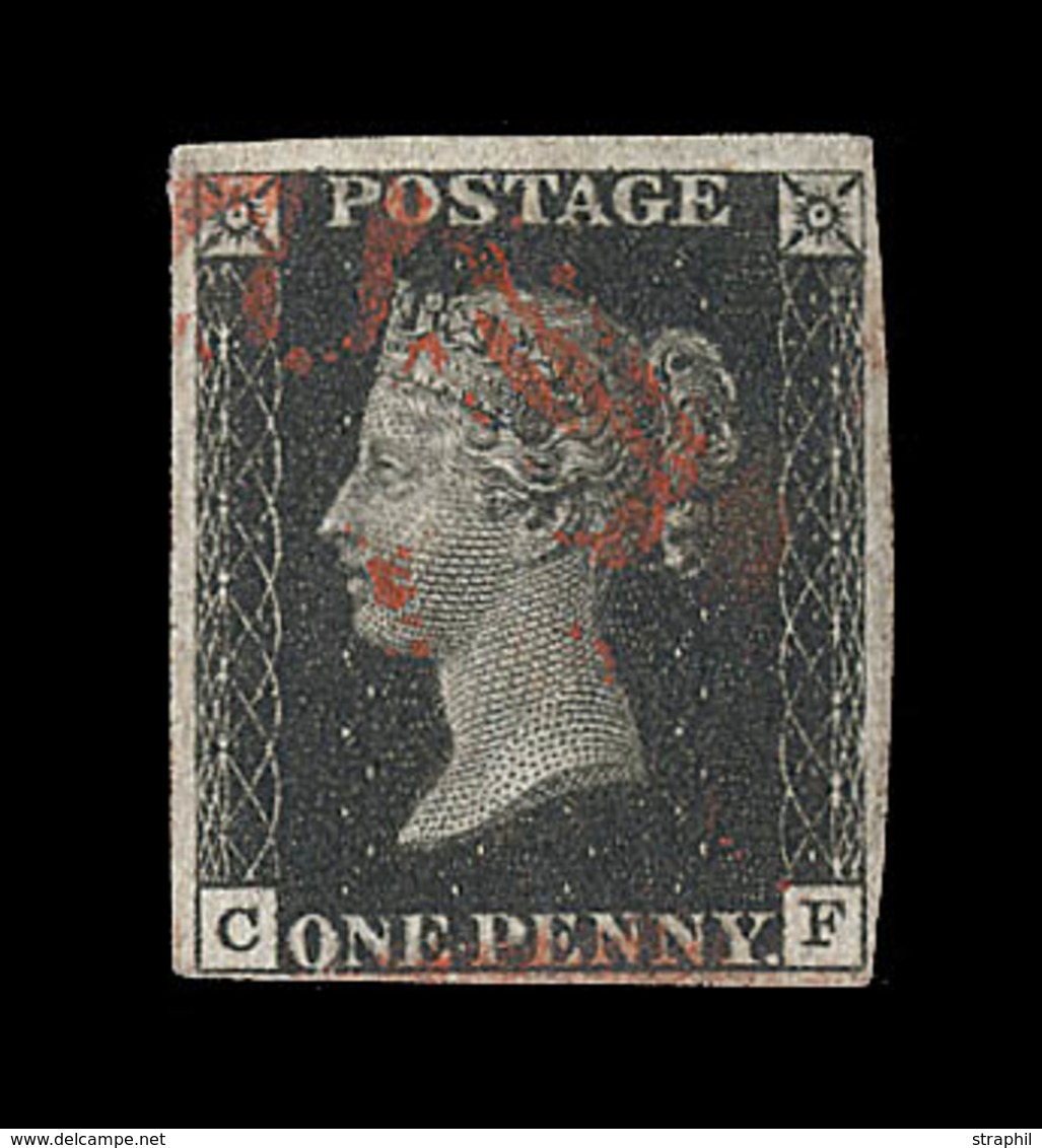 O GRANDE BRETAGNE - O - N°1 - 1p. Noir - Obl Croix De Malte Rouge - Superbe - Gebraucht