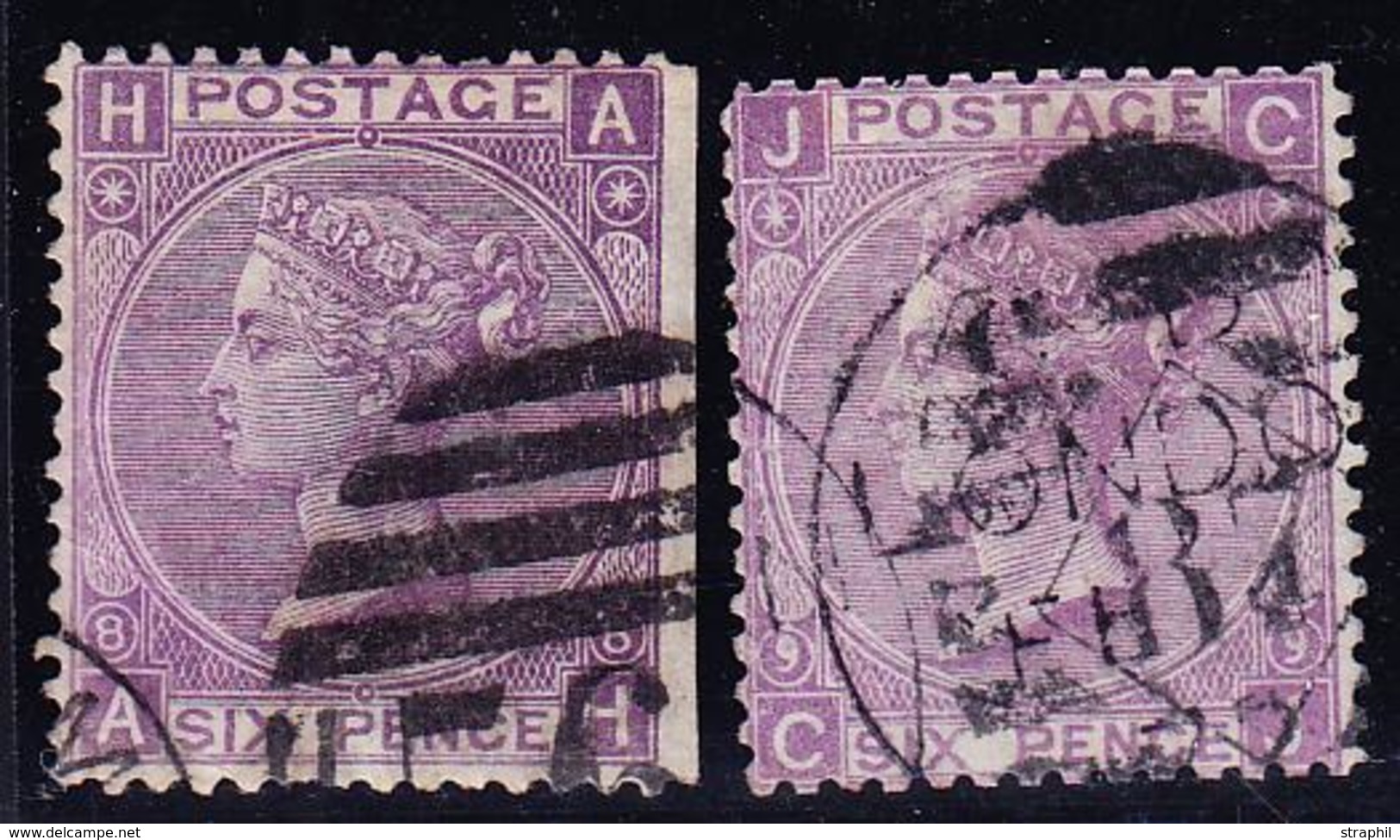 O GRANDE BRETAGNE - O - N°34 (x2) - Pl. 8 (N.D. Sur 1 Coté) + Pl. 9 - B/TB - Used Stamps