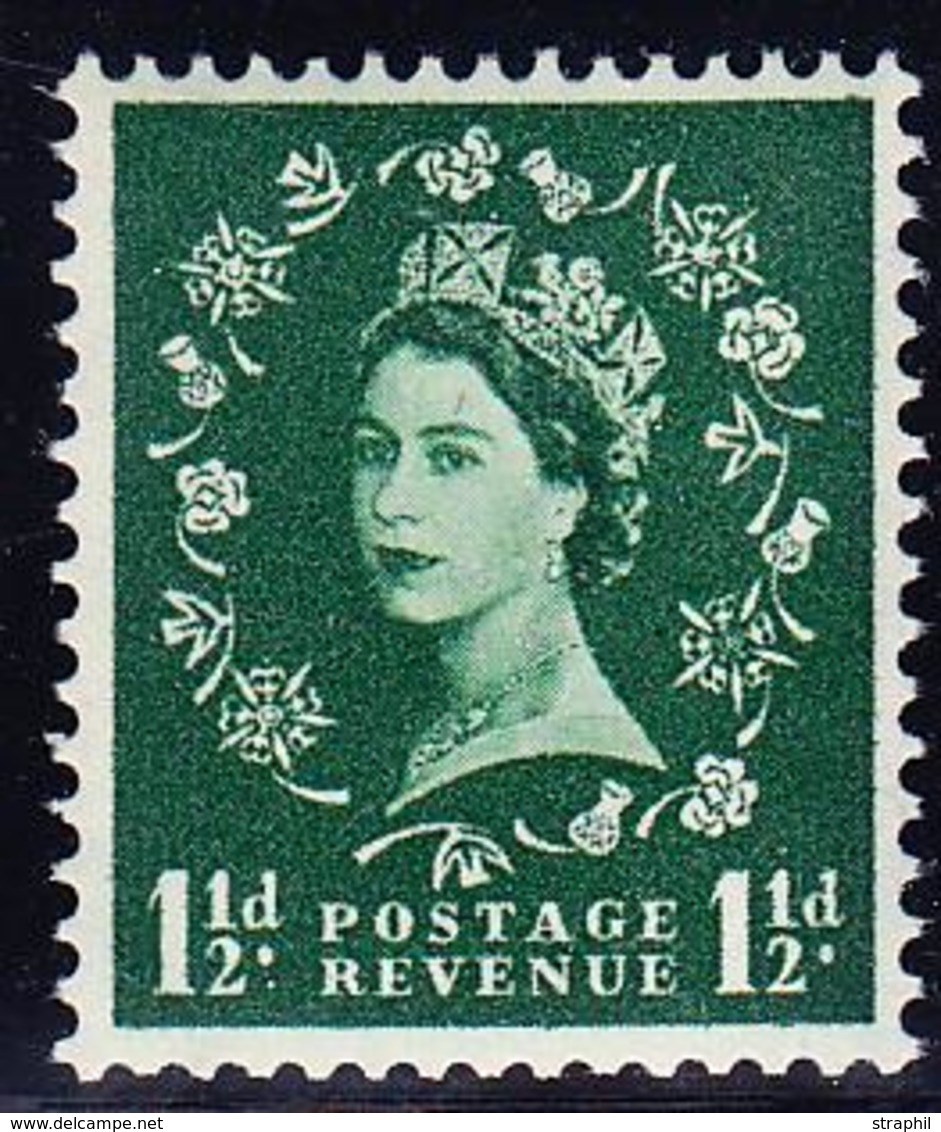 ** GRANDE BRETAGNE - ** - N°345 - 1½ Vert - 2 Bdes Noires Au Verso - TB - Used Stamps