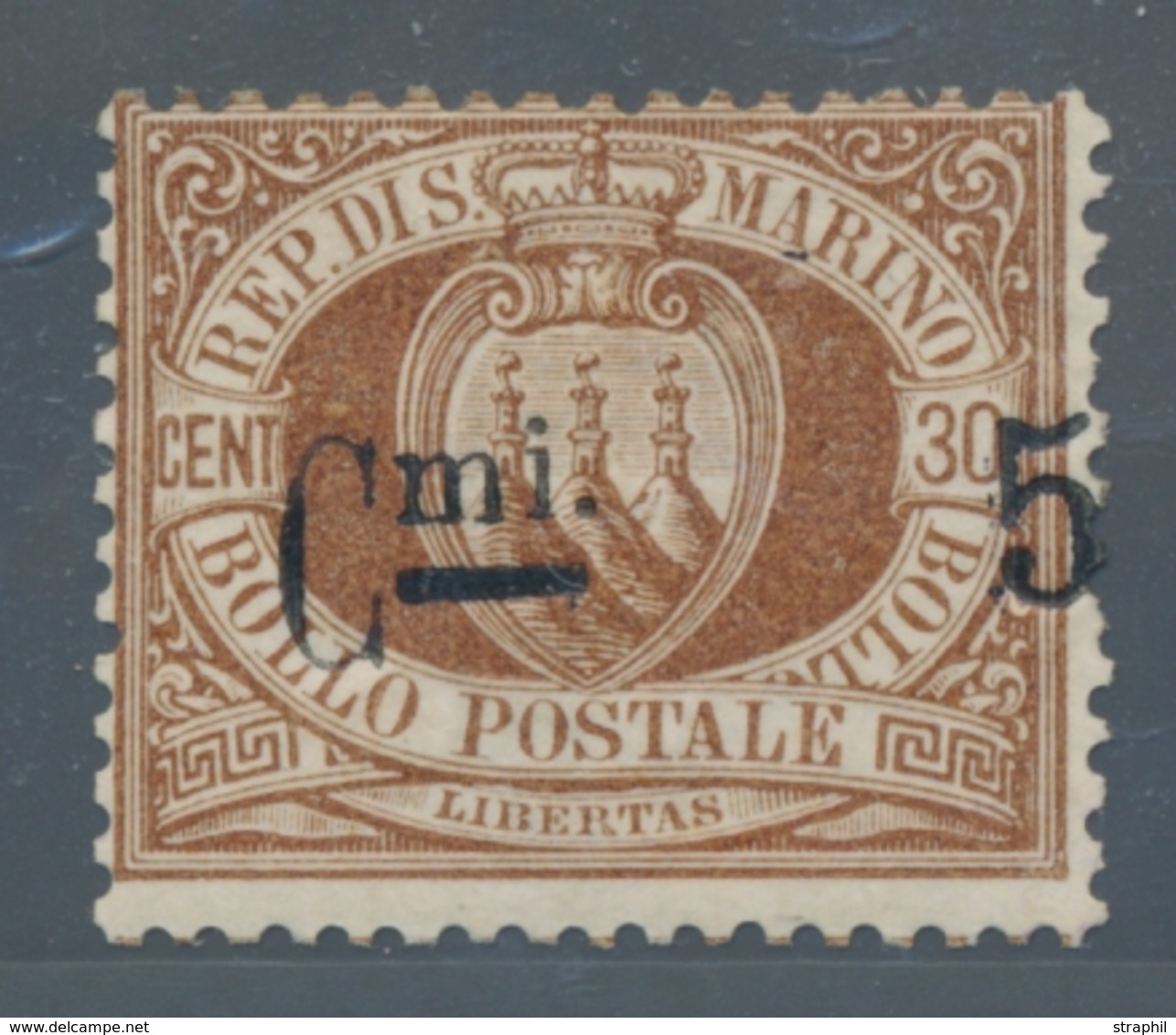 * SAINT MARIN - * - N°9 - Surch. Déplacée - TB - Unused Stamps