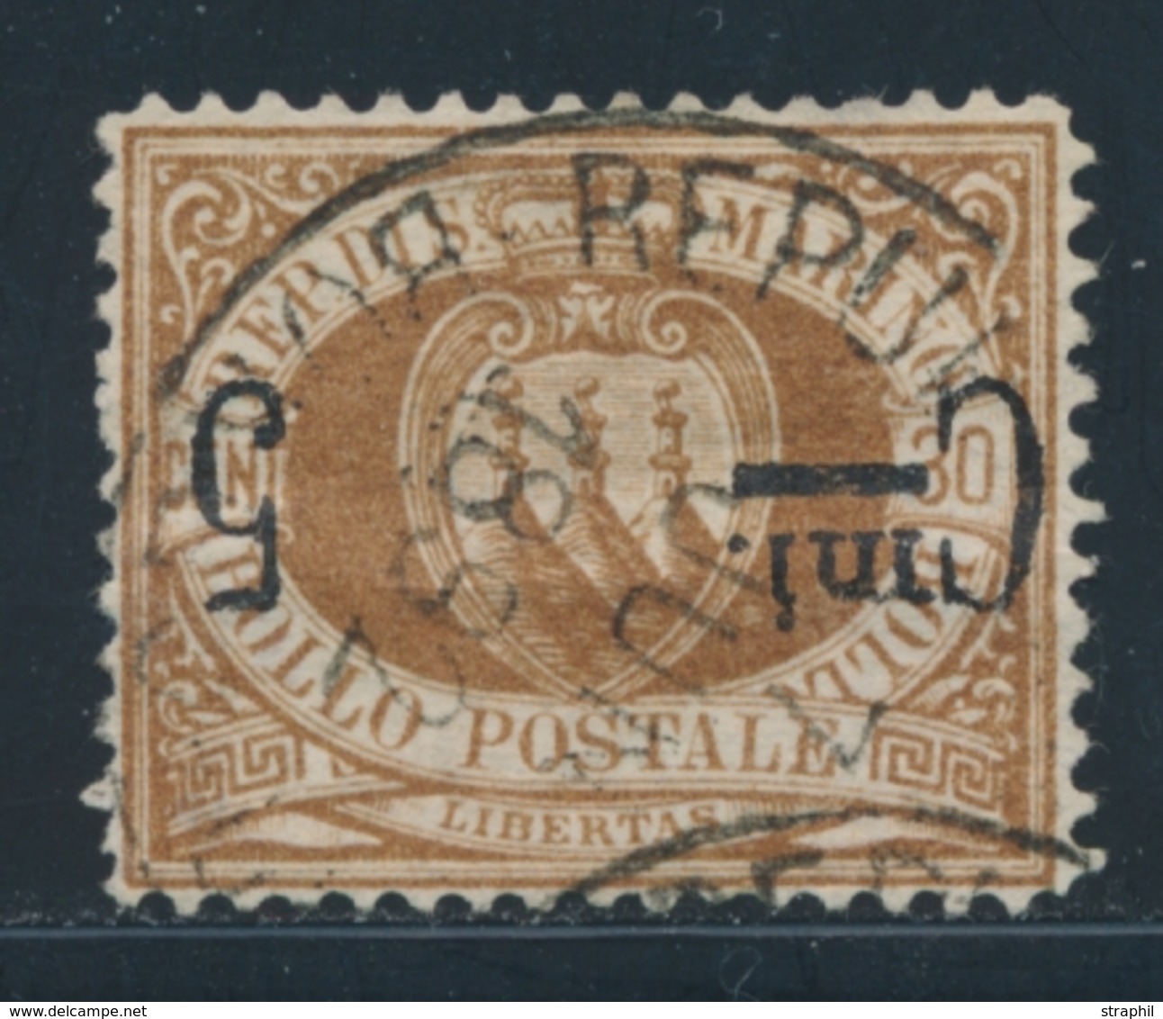 O SAINT MARIN - O - N°9 - Surch. Renversée - TB - Unused Stamps