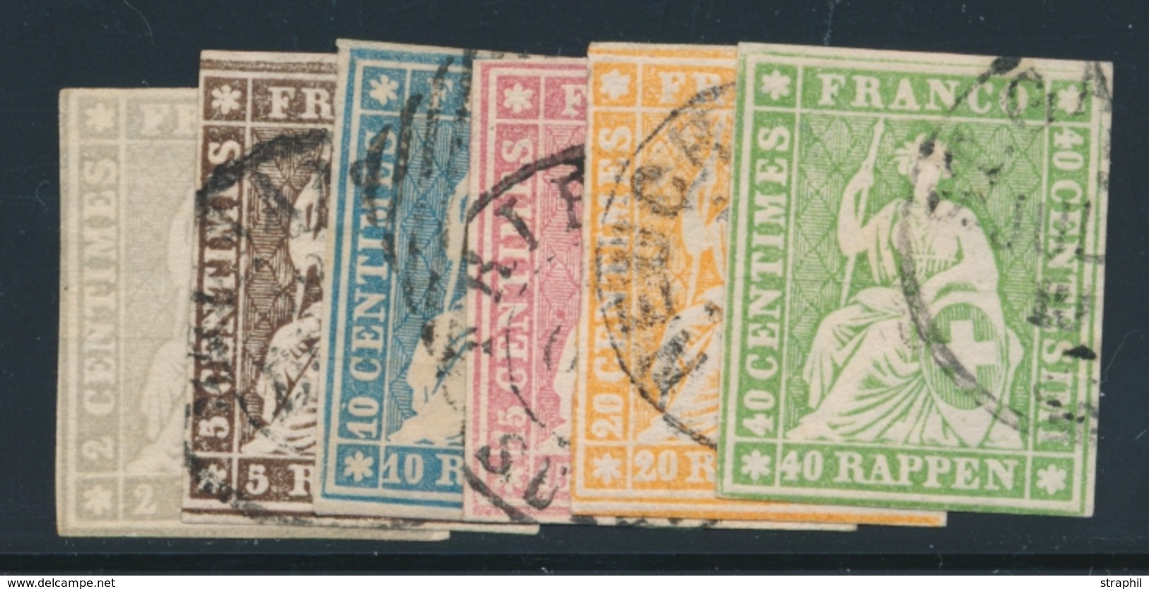 O SUISSE - O - N°25/30 - N°25 (*) - Signé Brun - B/TB - 1843-1852 Federal & Cantonal Stamps