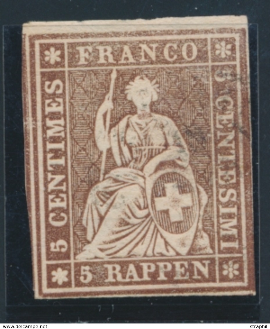 O SUISSE - O - N°26b - Fil Noir - BdF Haut - Inf. Droit Proche Du Filet - Sinon TB - 1843-1852 Federal & Cantonal Stamps