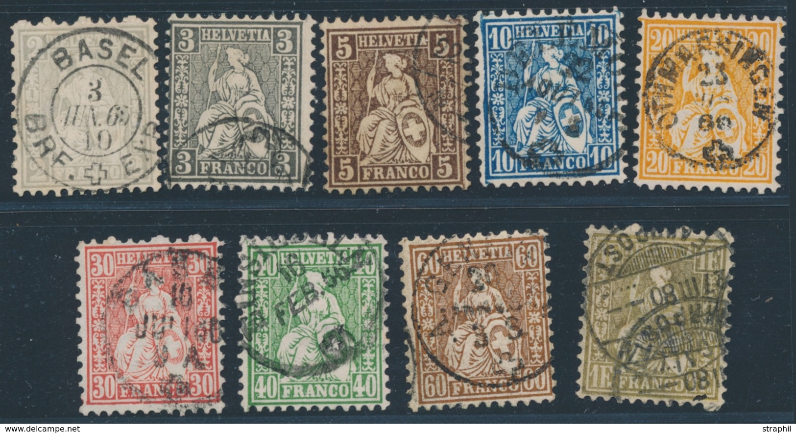 O SUISSE - O - N°33/41 - 9 T. (cote SBK 818 FS) - B/TB - 1843-1852 Federal & Cantonal Stamps