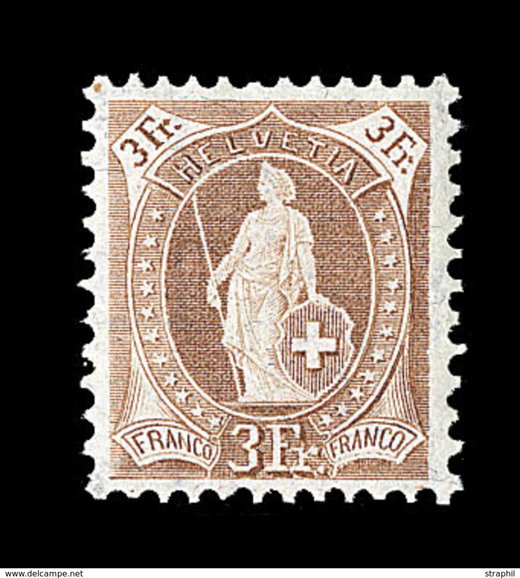 ** SUISSE - ** - N°80 - 3F Bistre - TB - 1843-1852 Federal & Cantonal Stamps