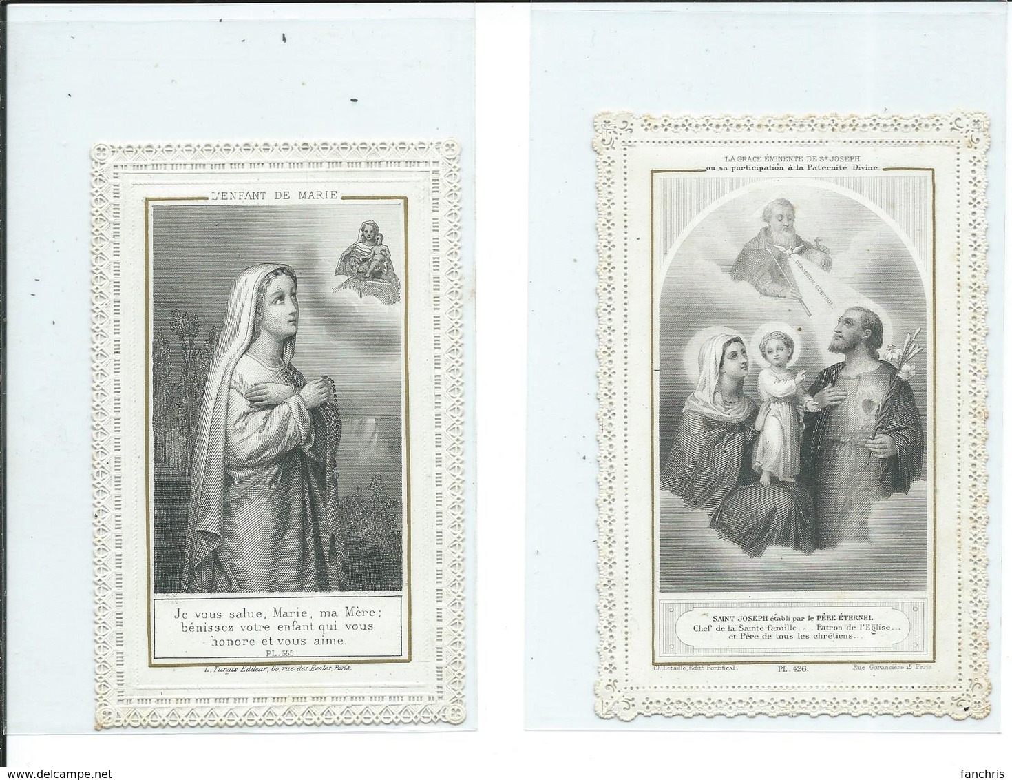 2 Images Pieuses-La Gràce Eminente De Saint-Joseph Et L'Enfant De Marie - Images Religieuses