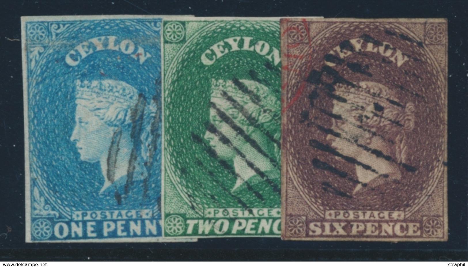 O CEYLAN - O - N°1A/2, 5 - 3 Valeurs De 1857/8 - Ceylon (...-1947)