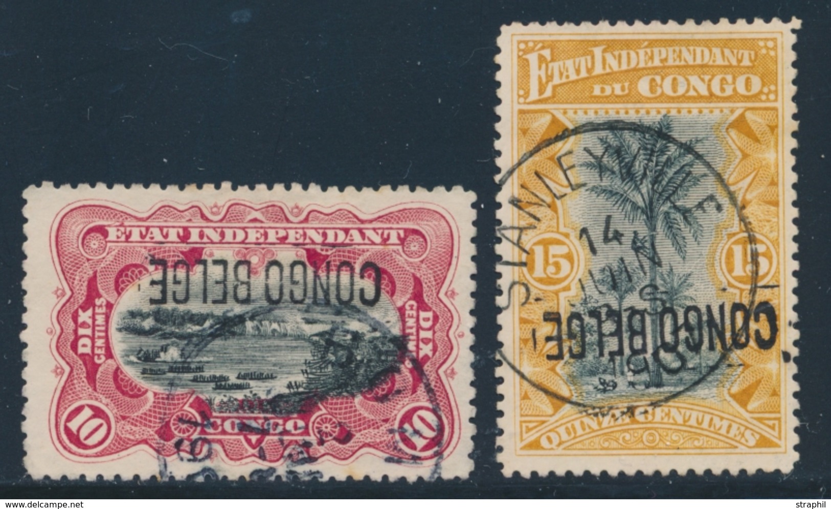 O CONGO BELGE - O - N°31/32 - 10c Et 15c - Surcharge Renversée - TB - Used Stamps