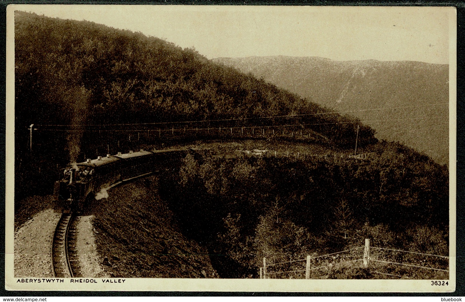 Ref 1293 - Early Postcard - Railway Steam Train - Rheidol Valley Aberystwyth Wales - Cardiganshire