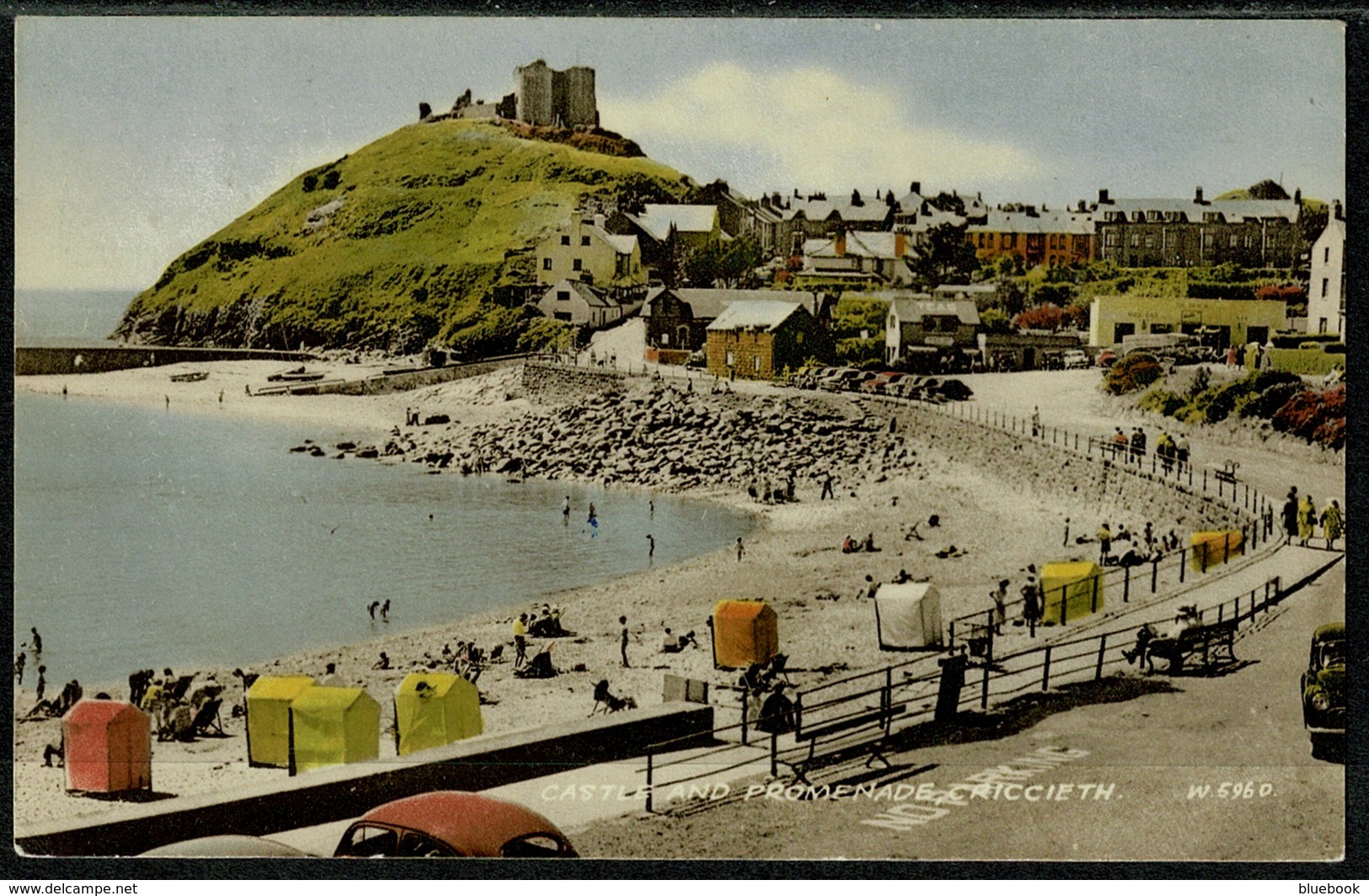 Ref 1293 - 1950's Postcard - Castle & Promenade Criccieth Caernarvonshire Wales - Caernarvonshire