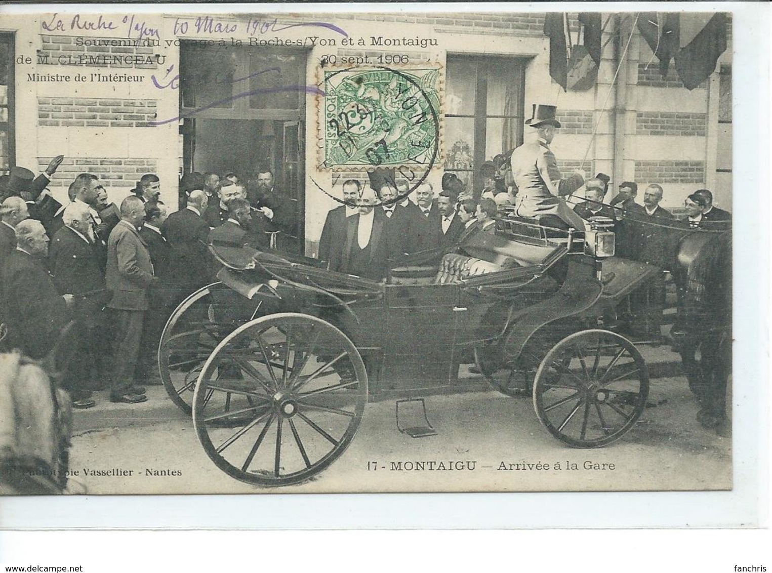 Montaigu-Arrivée à La Gare De M;Clemenceau -Souvenir Du Voyage En 1906 - Montaigu