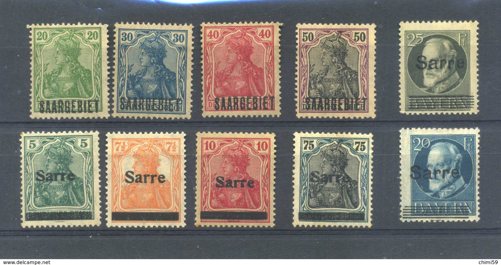 SAAR SARRE - 10 STAMPS FRANCOBOLLI NUOVI LINGUELLATI - Nuovi