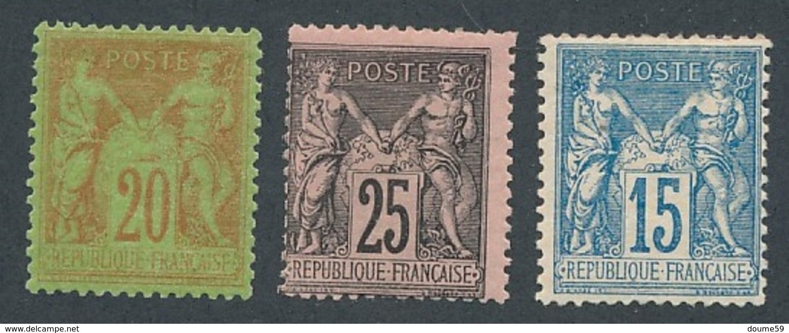 CV-28: FRANCE: Lot Avec "SAGE N/U" N°96*-97*-101* - 1876-1898 Sage (Type II)