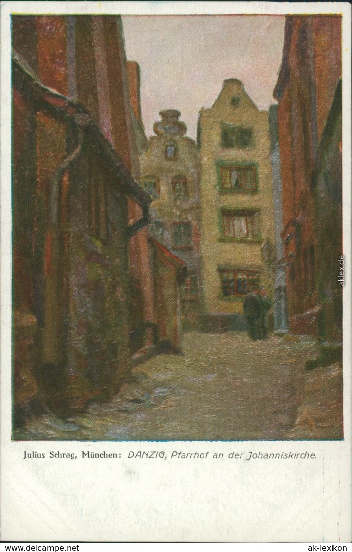 Danzig Gdańsk/Gduńsk Künstlerkarte Pfarrhof An Der Johanniskirche 1928  - Danzig