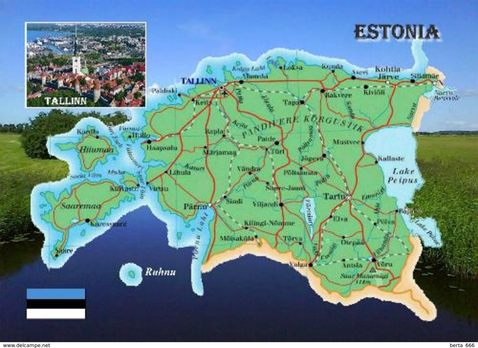 Estonia Country Map New Postcard Estland Landkarte AK - Estland