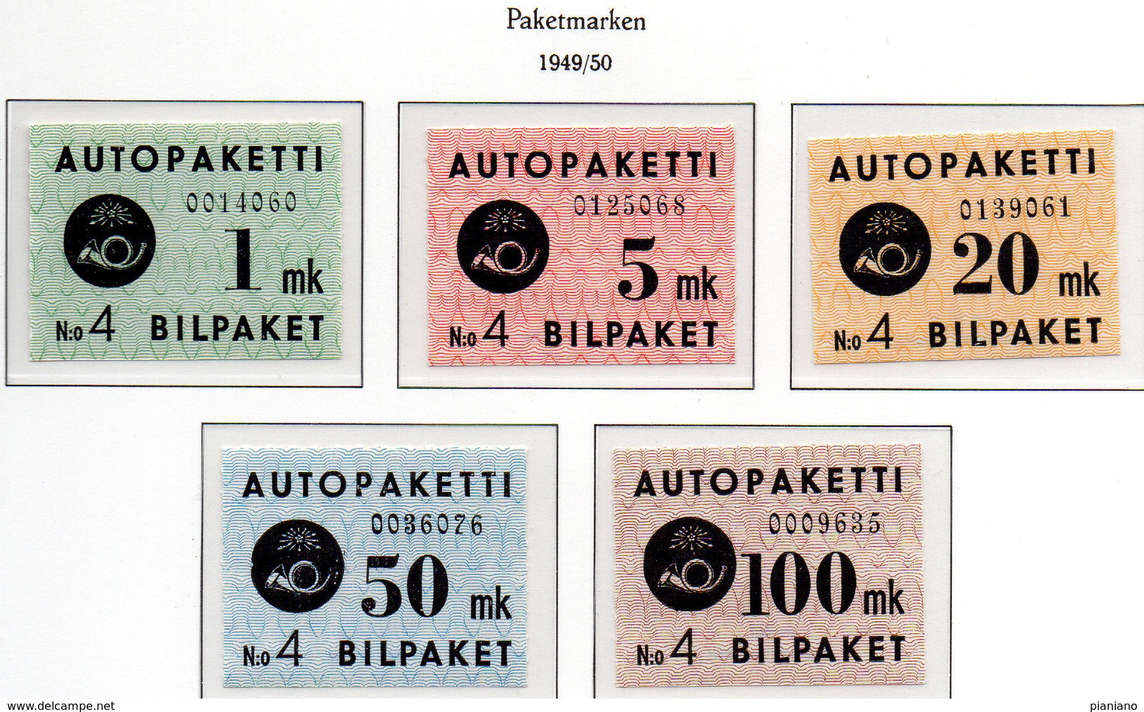 PIA - FINLANDIA - 1949 : Francobolli Per Pacchi Postali Trasportati Con Autocorriera - (Yv 1-5) - Colis Par Autobus