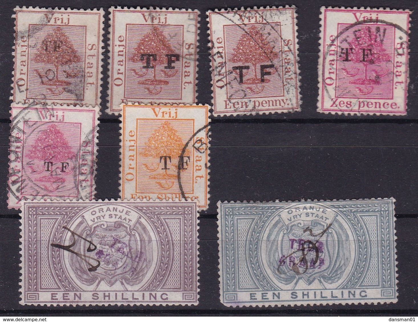 Orange Free State Revenues X 8 Used - Oranje Vrijstaat (1868-1909)