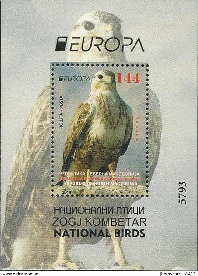 MACEDONIA /NORTH-MACEDONIA /MAKEDONIEN -EUROPA 2019 -NATIONAL BIRDS.-"AVES -BIRDS -VÖGEL-OISEAUX"-HOJITA BLOQUE - 2019