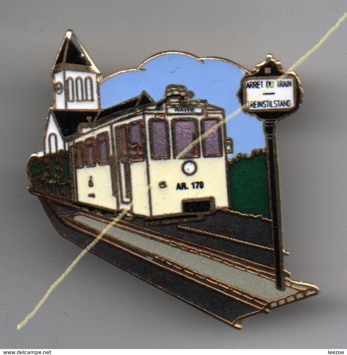 Pin's Tramway Wavre Belgique, Rare, Dos Doré Par Grafique..BT13 - Transports