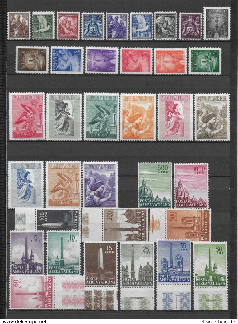 VATICAN - COLLECTION POSTE AERIENNE (UNIQUEMENT SERIES COMPLETES) ** MNH - 3 PAGES - COTE YVERT = 255 EUR. - Luftpost