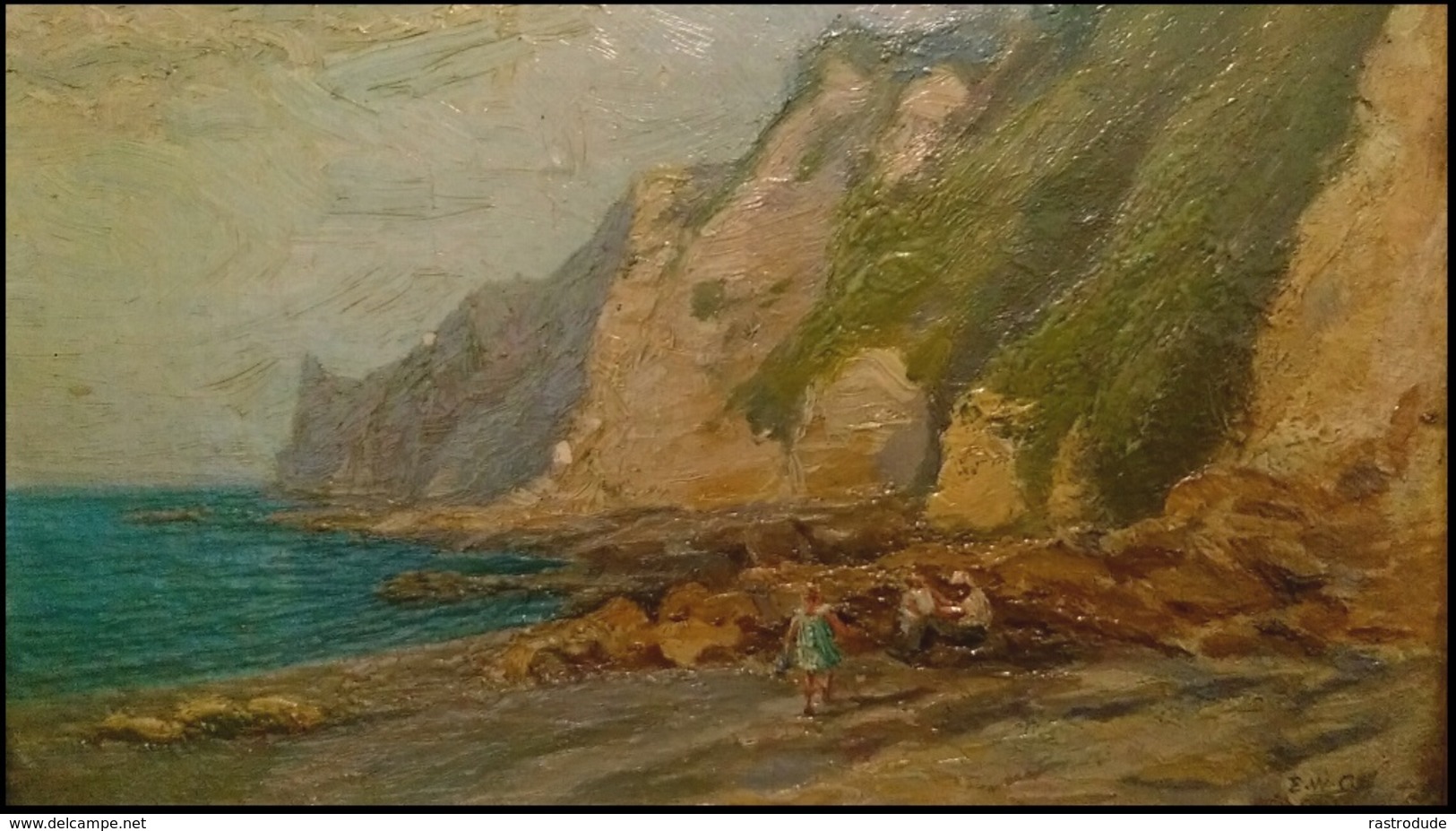 EDWARD WILLIAM CHARLTON (1859 - 1935) Oil On Board - Title: A LANDSLIDE - DEVON - Oleo