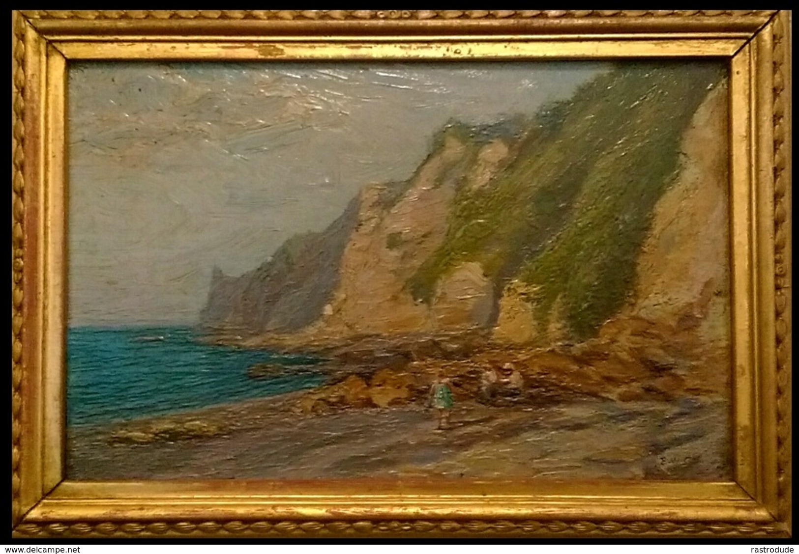 EDWARD WILLIAM CHARLTON (1859 - 1935) Oil On Board - Title: A LANDSLIDE - DEVON - Oleo