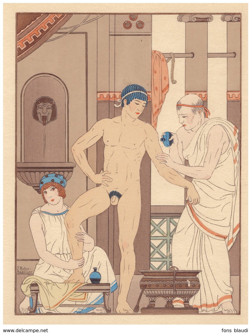 Vers 1930 - Pochoir Art-déco - Kuhn-Régnier - La Toilette De Monsieur - FRANCO DE PORT - Lithographies