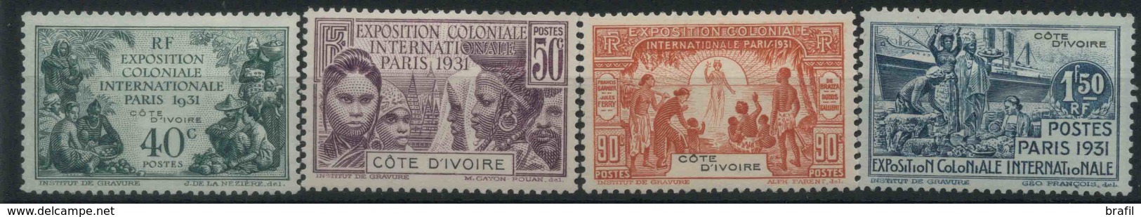 1931 Costa D'Avorio, Esposizione Coloniale Parigi, Serie Completa Nuova (*) Linguellata - Nuovi
