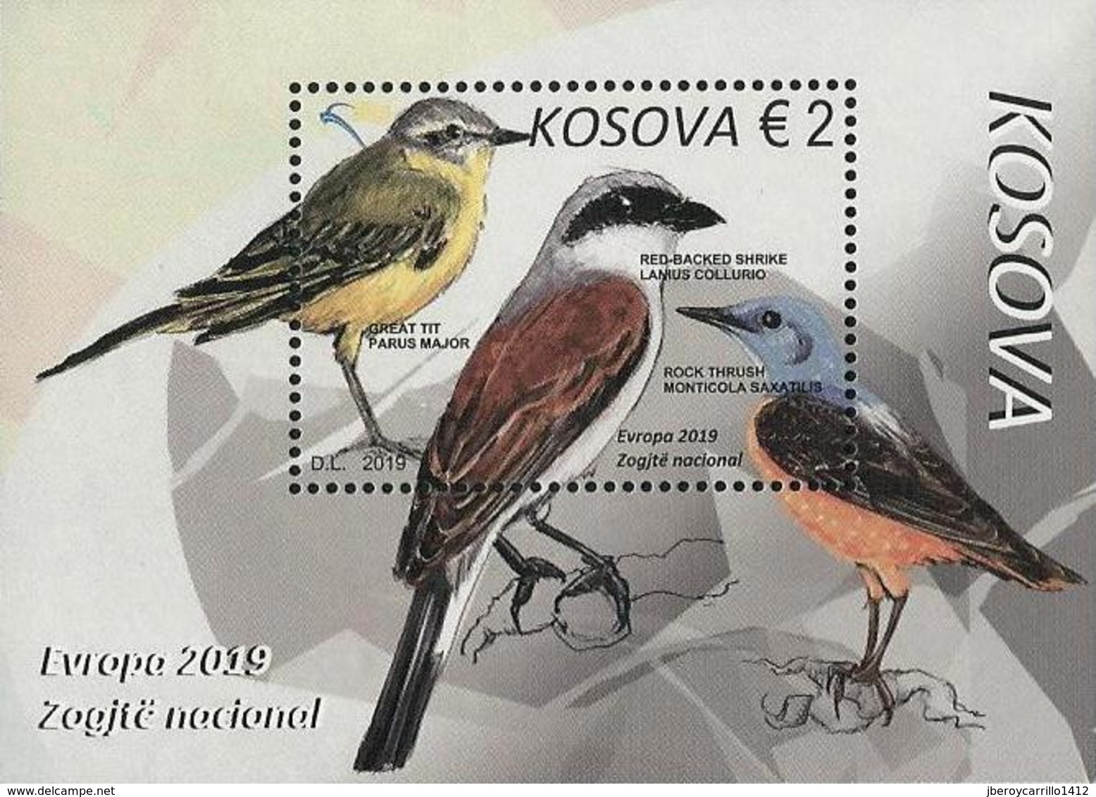 KOSOVO /KOSOVA REPUBLIC -EUROPA 2019 -NATIONAL BIRDS.-"AVES -BIRDS -VÖGEL -OISEAUX"- HOJITA BLOQUE - 2019