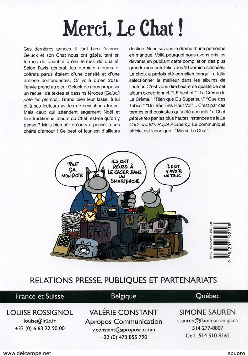 Communiqué De Presse - Le Chat Pète Le Feu - Philippe Geluck - Editions Casterman - Format A4 (2 Images) - Press Books