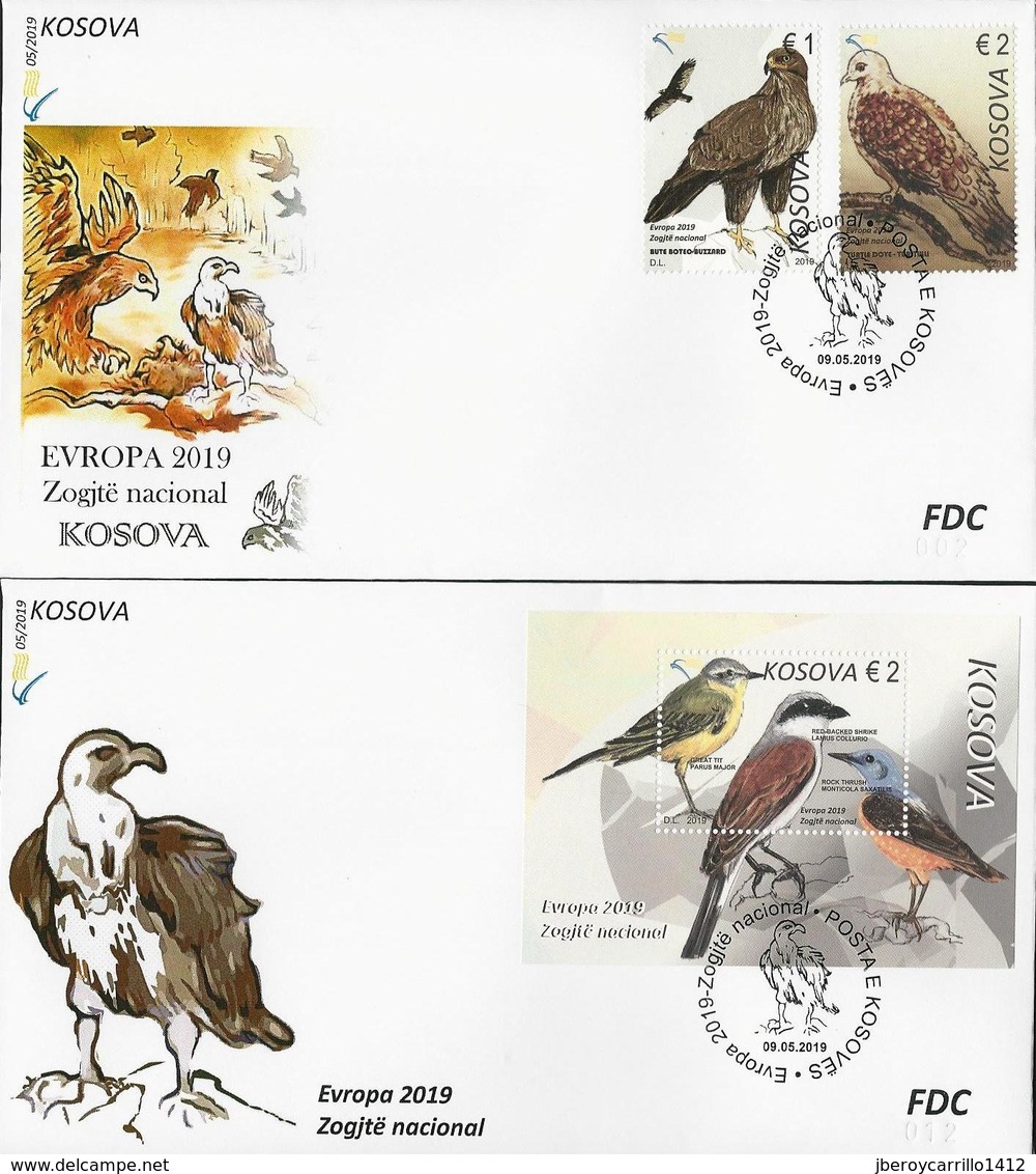 KOSOVO /KOSOVA REPUBLIC -EUROPA 2019 -NATIONAL BIRDS.-"AVES -BIRDS -VÖGEL -OISEAUX"- 2 FDC'S : SERIE + BF - 2019