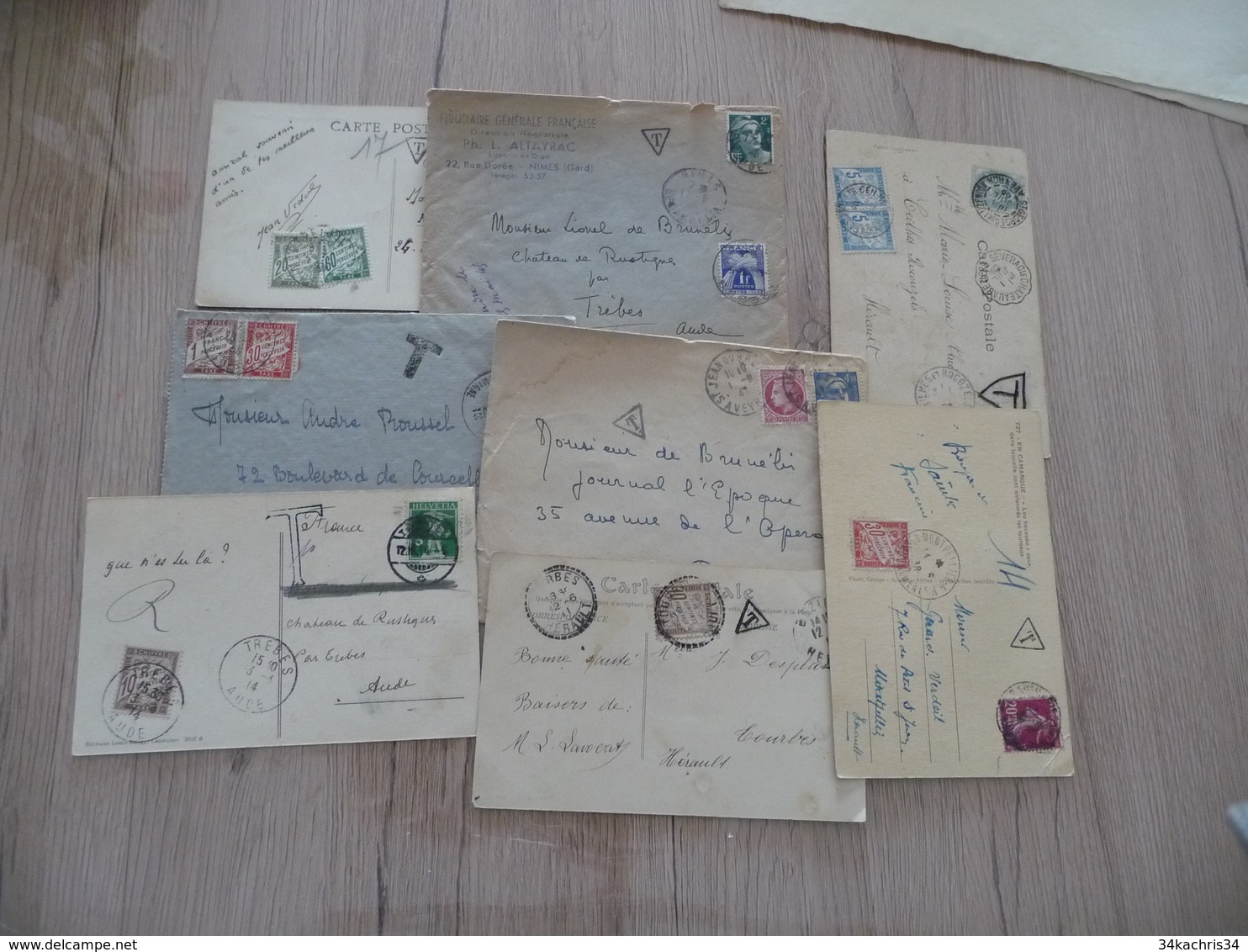 Lot Lettres France Avec Taxes Taxées - 1859-1959 Brieven & Documenten