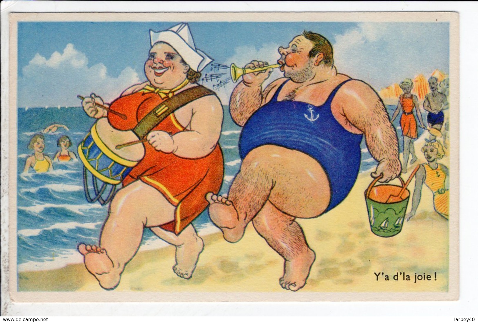 Cpa Carte Postale Ancienne  - Humour Plage - Y A De La Joie - Gaby - Humour