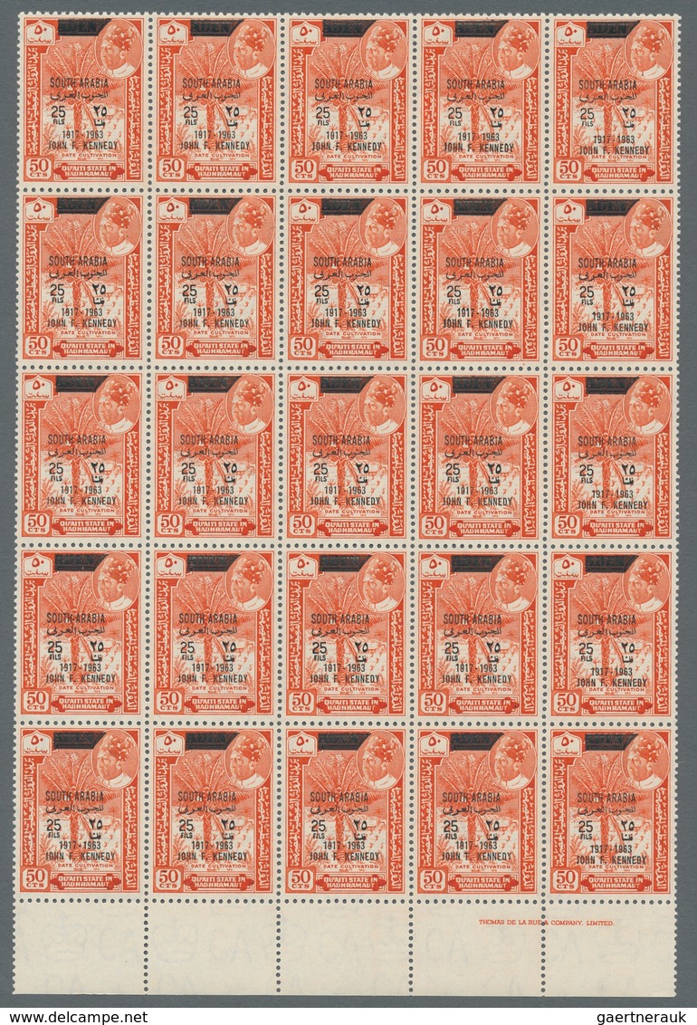 Aden - Qu'aiti State In Hadhramaut: 1966, Definitives Set Of Three With Bilingual Optd. ‚SOUTH ARABI - Yémen