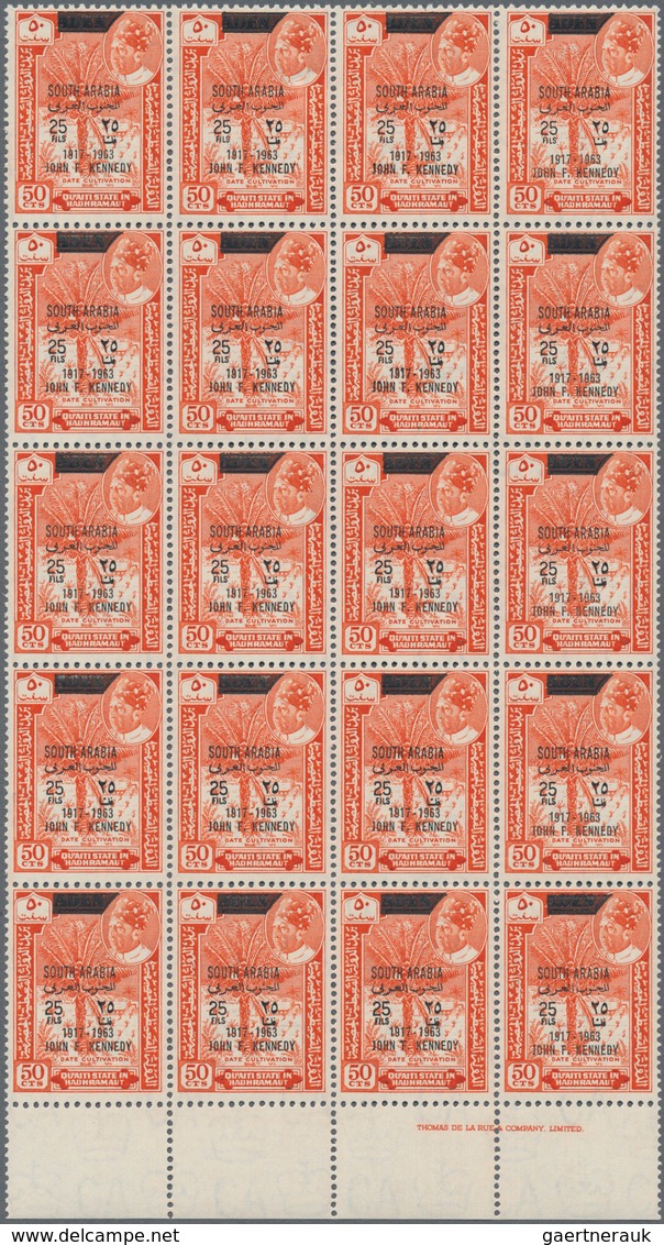 Aden - Qu'aiti State In Hadhramaut: 1966, Definitives Set Of Three With Bilingual Optd. ‚SOUTH ARABI - Yemen