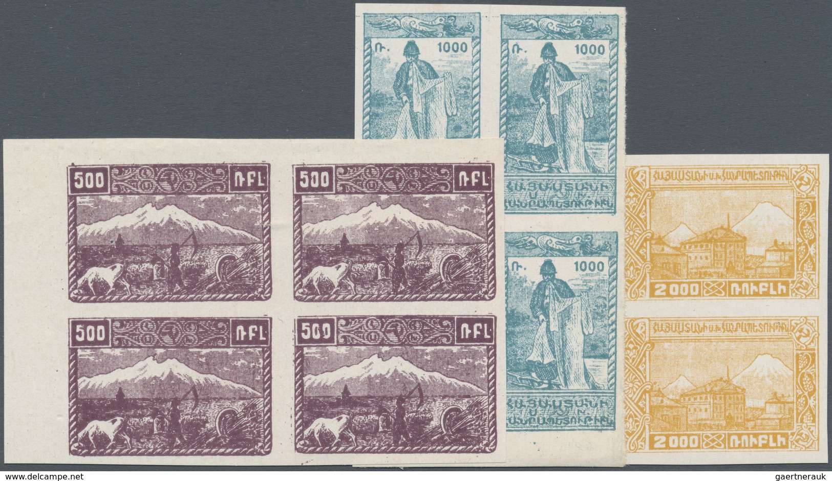 Armenien: 1921, Definitives, Prepared But Not Issued, Plate Proofs. 15 Values, Imperf. All In Superb - Armenië