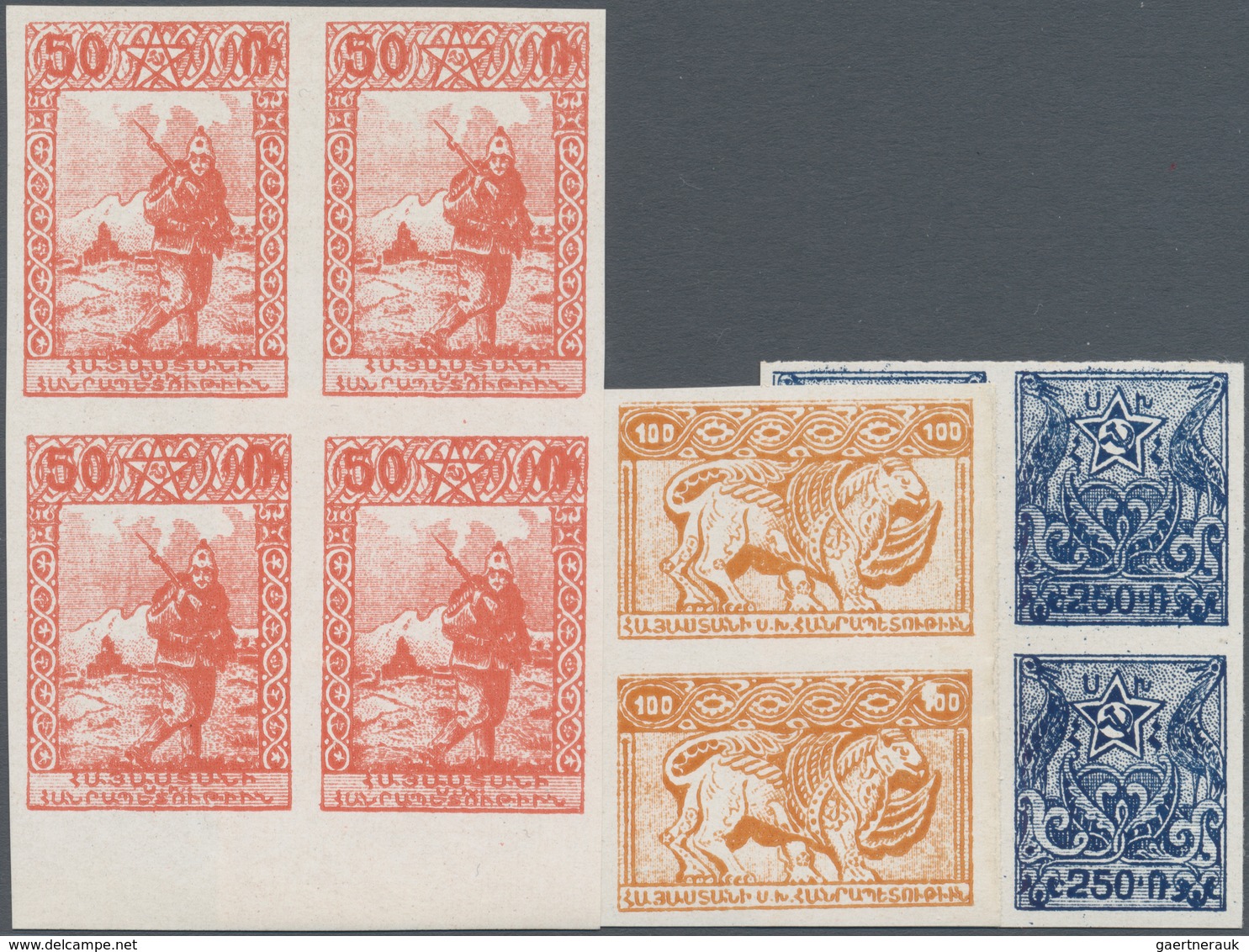 Armenien: 1921, Definitives, Prepared But Not Issued, Plate Proofs. 15 Values, Imperf. All In Superb - Armenië