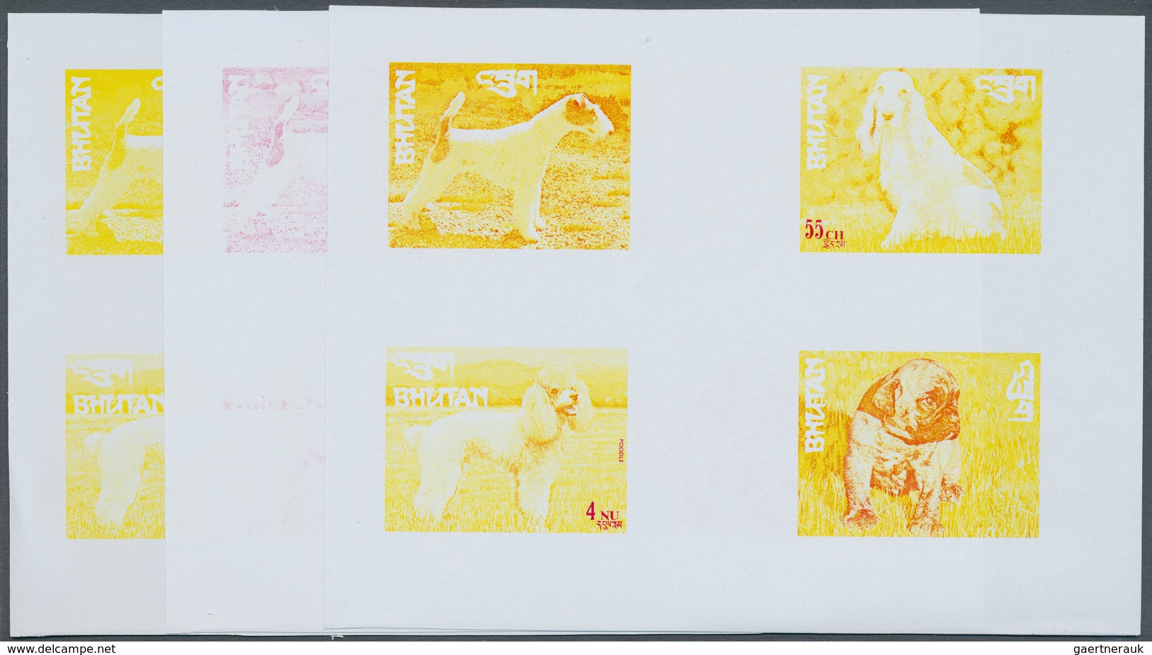 Bhutan: 1972, Bhutan. Collective, Progressiv Color Proofs (9 Phases) In Crossed Gutter Pairs For 4 V - Bhutan