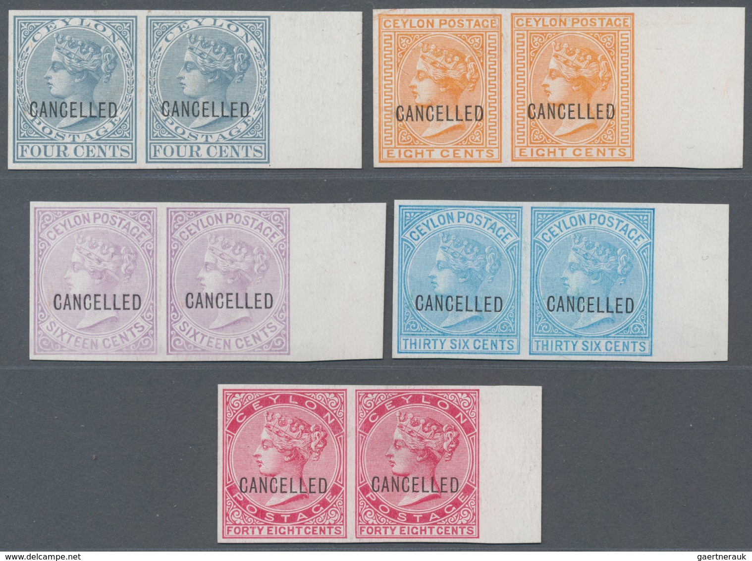 Ceylon / Sri Lanka: 1872, Trial Prints Of The Postage Stamp Issue Queen Victoria With Overprint "can - Sri Lanka (Ceylon) (1948-...)