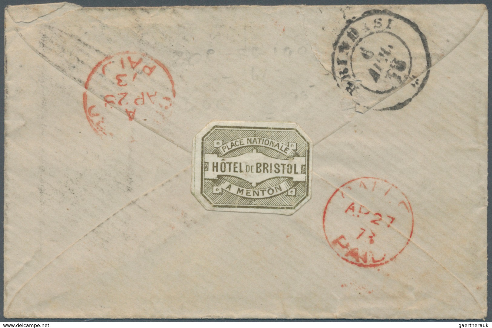 Ceylon / Sri Lanka: 1873. Envelope Addressed To Ceylong Bearing French 'Siege De Paris' Yvert 37, 25 - Sri Lanka (Ceilán) (1948-...)