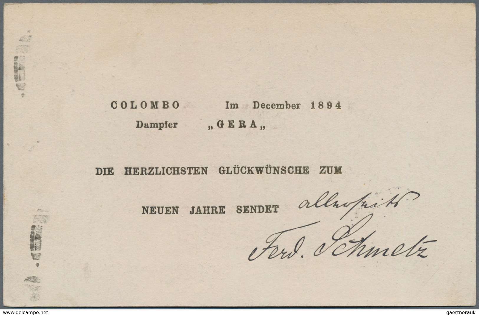 Ceylon / Sri Lanka: 1894/1909 German Ships: A Postal Stationery Card 5c. And A Cover Sent From Germa - Sri Lanka (Ceylon) (1948-...)