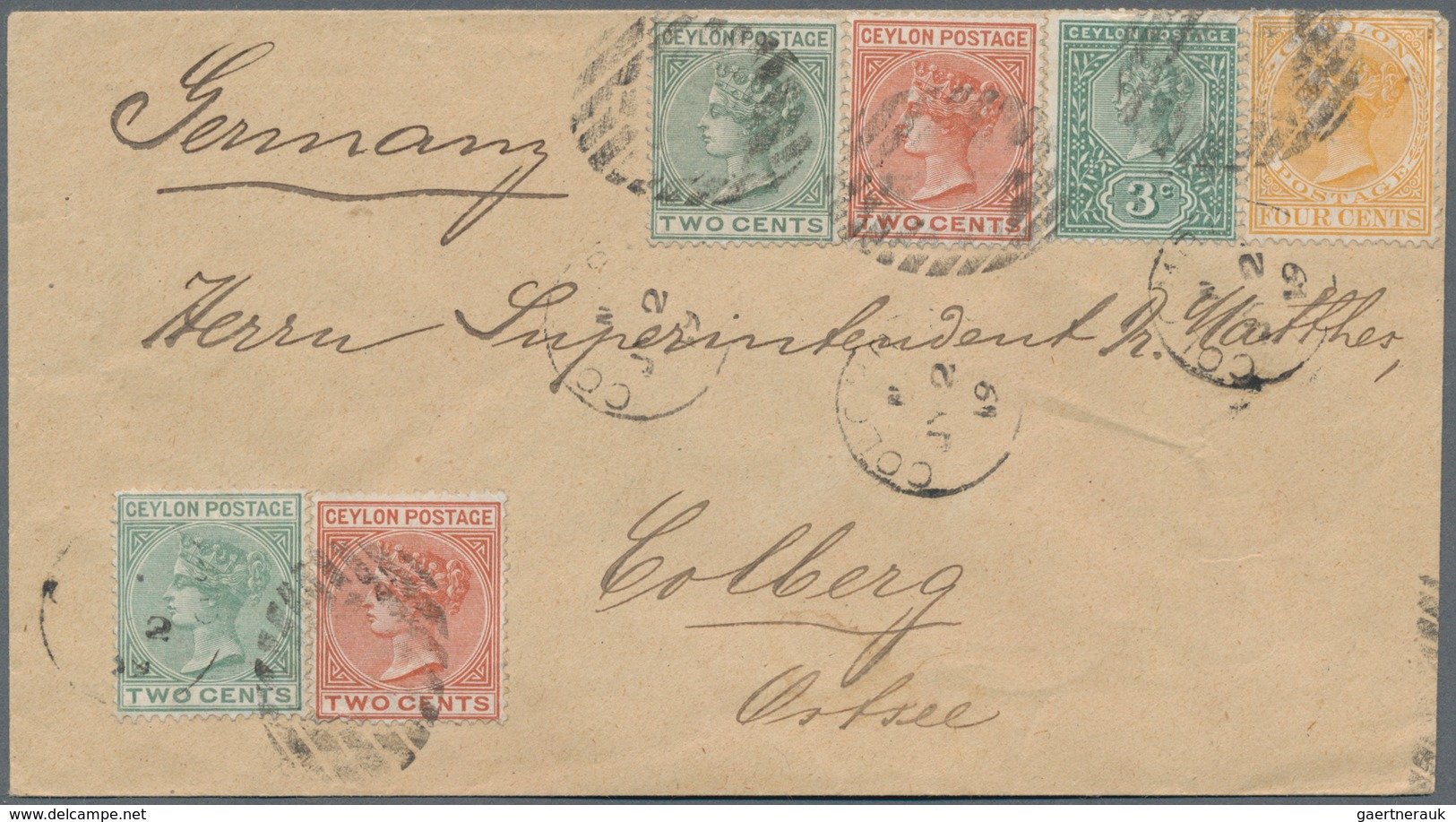 Ceylon / Sri Lanka: 1899/1905: Two Interesting And Attractive Covers From Colombo To Europe, With 18 - Sri Lanka (Ceylon) (1948-...)