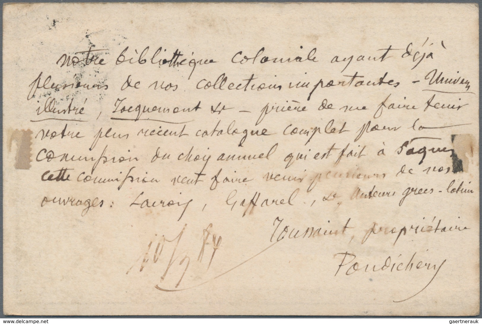 Französisch-Indien: 1884, Colonies General Issue Type Sage 10 C. Tied Duplex "SEA POST OFFICE FE 22 - Otros & Sin Clasificación