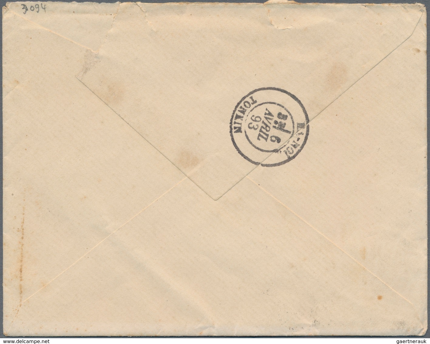 Französisch-Indochina: 1892/93, Correspondence Of 5 Covers To Chancellor Of Residency Of Govt. Gener - Briefe U. Dokumente